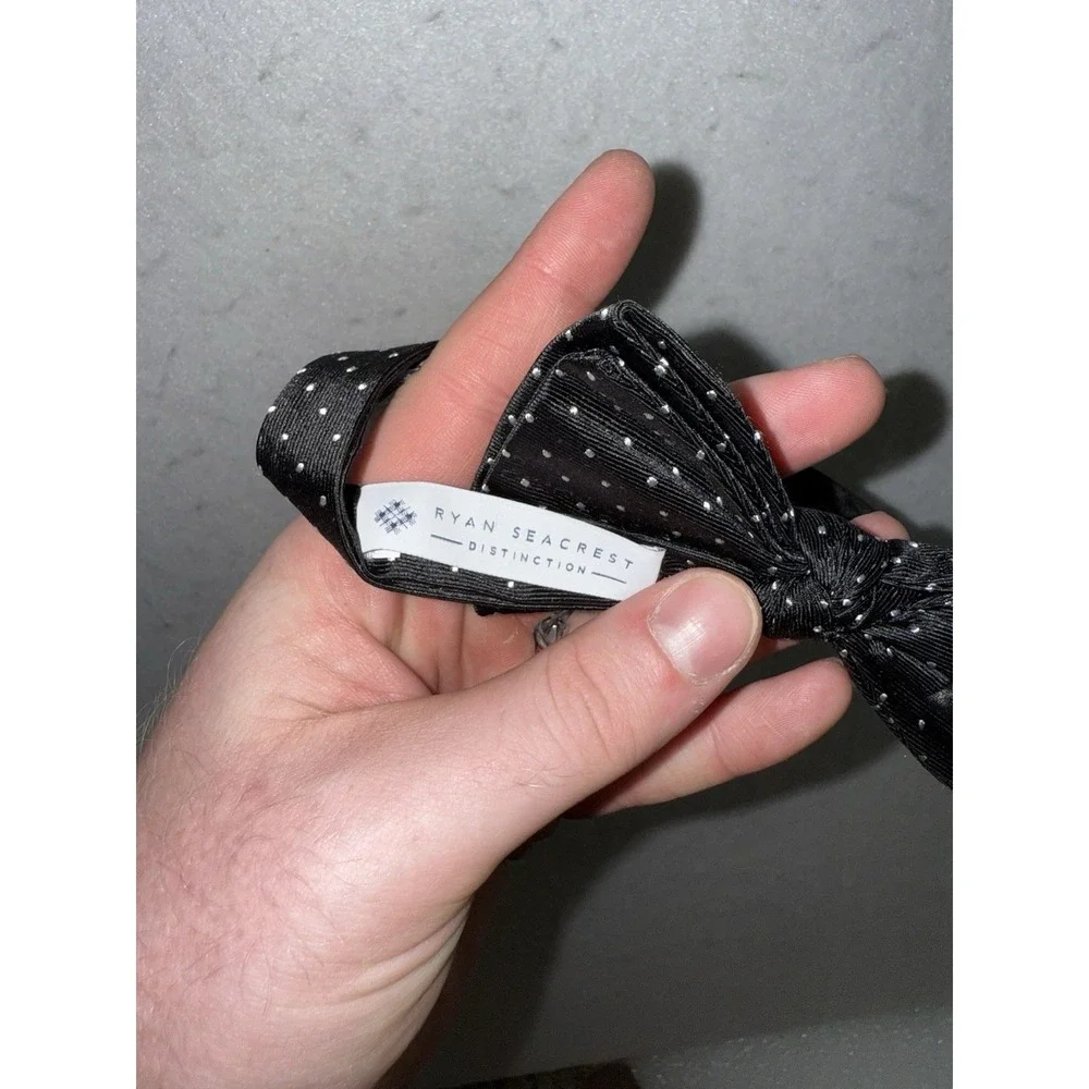 100% Silk Polka Dot Bow Tie Adjustable Formal Geometric Adjustable‎ Black White